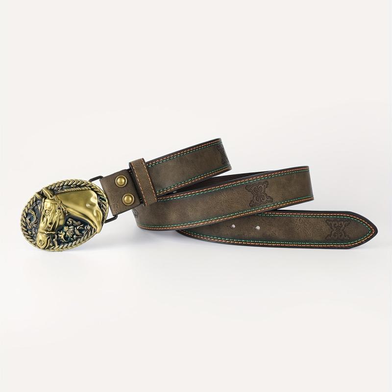 Men's Yellow Buckle Belt PU Leather