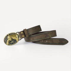Men's Yellow Buckle Belt PU Leather