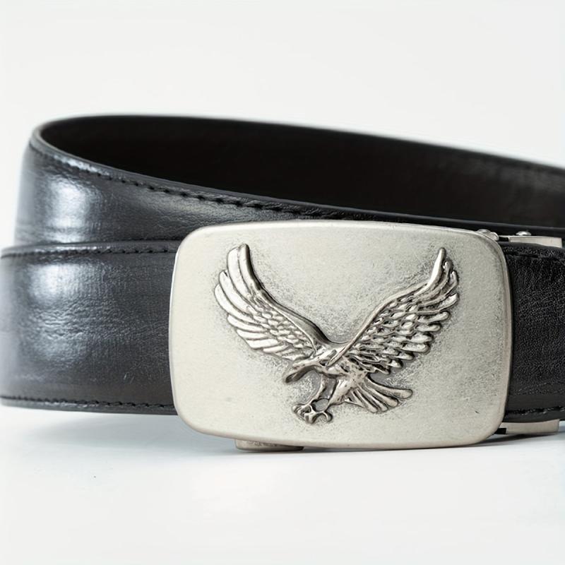 Men's Western Style PU Alloy Automatic Buckle Eagle Pattern Belt