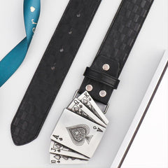 Men's PU Leather Floral Pattern Belt Gift For Father And Boyfriend
