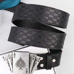 Men's PU Leather Floral Pattern Belt Gift For Father And Boyfriend