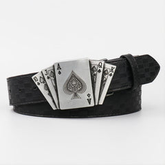 Men's PU Leather Floral Pattern Belt Gift For Father And Boyfriend