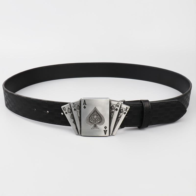 Men's PU Leather Floral Pattern Belt Gift For Father And Boyfriend