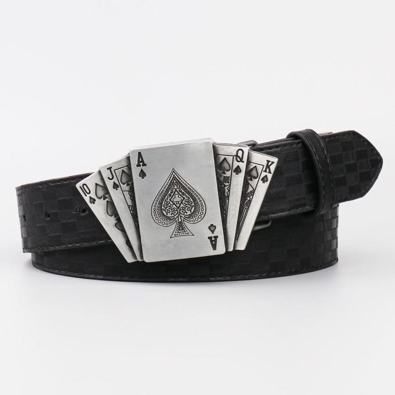 Men's PU Leather Floral Pattern Belt Gift For Father And Boyfriend