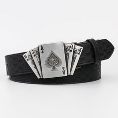 Men's PU Leather Floral Pattern Belt Gift For Father And Boyfriend