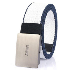 Men's Casual Canvas Belt with Silver Buckle