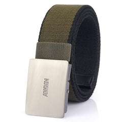 Men's Casual Canvas Belt with Silver Buckle