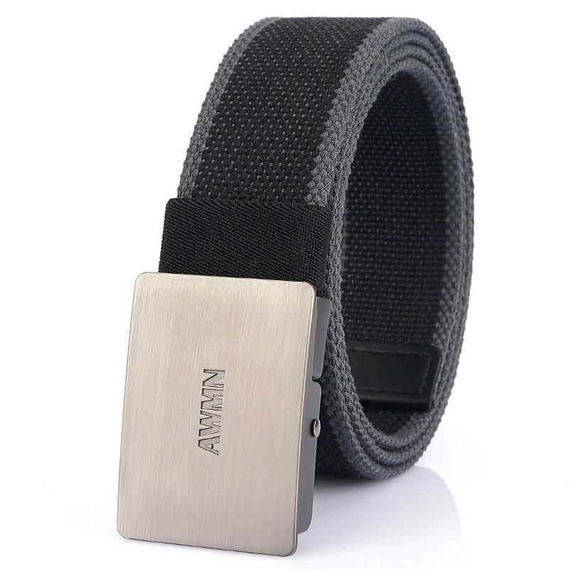 Men's Casual Canvas Belt with Silver Buckle