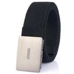 Men's Casual Canvas Belt with Silver Buckle