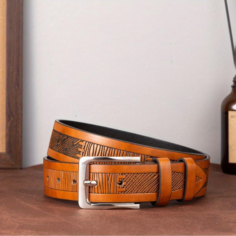 Men's Letter Style Single Jack Dress Belt Casual Alloy Needle Buckle PU Belt