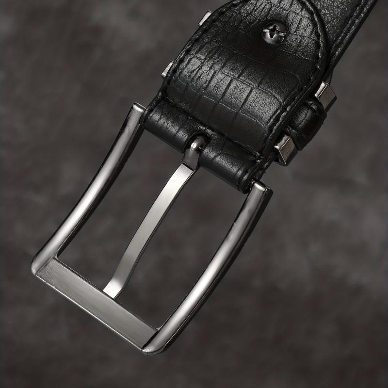 Men's Lizard Pattern Double Circle PU Leather Belt