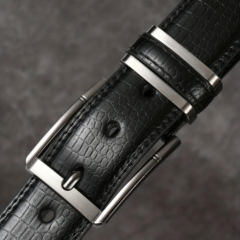 Men's Lizard Pattern Double Circle PU Leather Belt