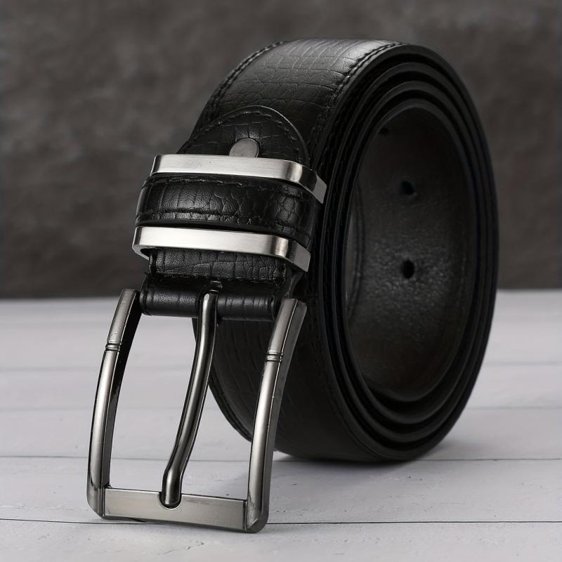 Men's Lizard Pattern Double Circle PU Leather Belt