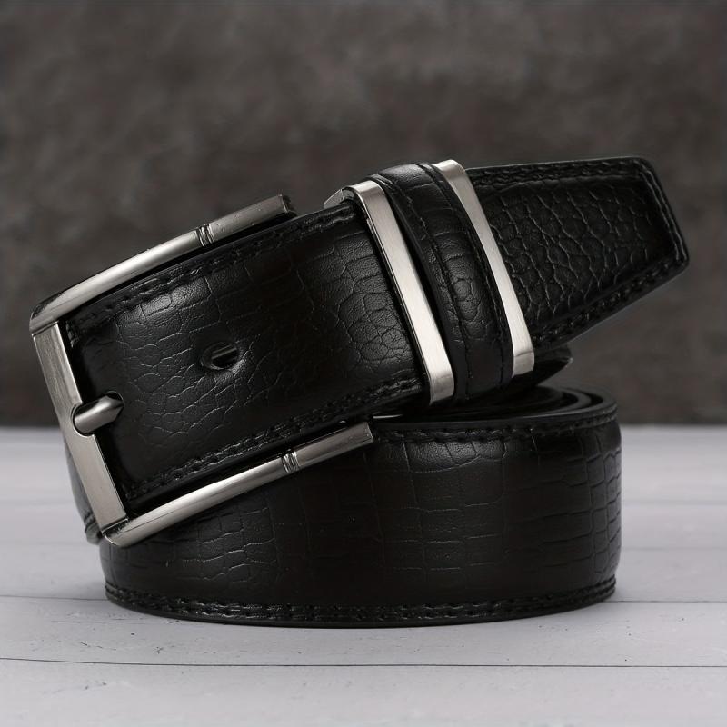 Men's Lizard Pattern Double Circle PU Leather Belt