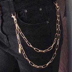 Men's Jeans Chain Punk Style Retro layer Chain Pants Chain Lock