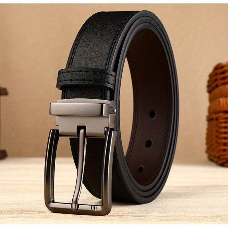 Two-sided Cowhide Men's Leather Belt Classic Alloy Buckle Business Jeans