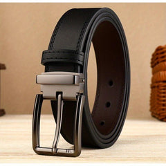 Two-sided Cowhide Men's Leather Belt Classic Alloy Buckle Business Jeans