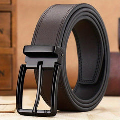 Two-sided Cowhide Men's Leather Belt Classic Alloy Buckle Business Jeans