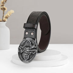 Vintage Western Cowboy Leather Belt with Embossed Design