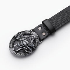 Vintage Western Cowboy Leather Belt with Embossed Design