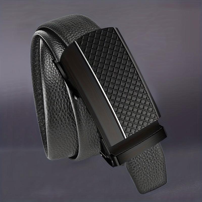 Men's Pu Leather Belt Automatic Buckle Business Casual All match Belt
