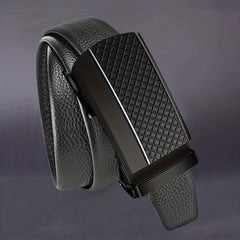 Men's Pu Leather Belt Automatic Buckle Business Casual All match Belt