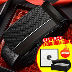 Men's Pu Leather Belt Automatic Buckle Business Casual All match Belt