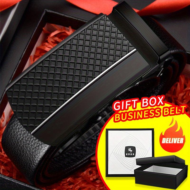 Men's Pu Leather Belt Automatic Buckle Business Casual All match Belt