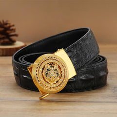 Men's Round Buckle Auto Belt PU Leather Belt