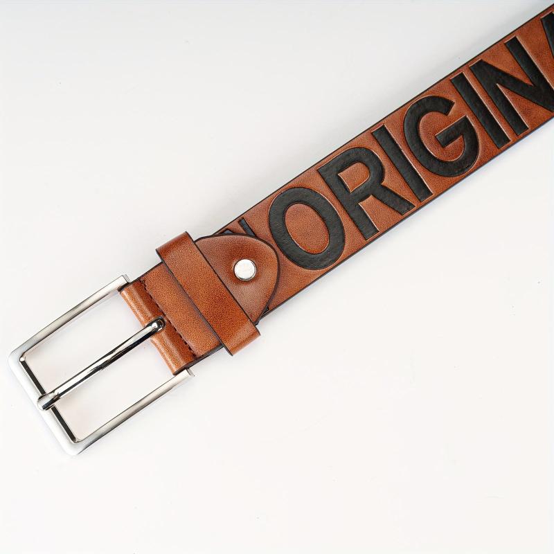 1pc Eng Letter Simulated Leather Men's Belt Casual Style