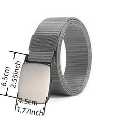 Men's Grey Military Webbing Canvas Waist Belt for Outdoor Sport