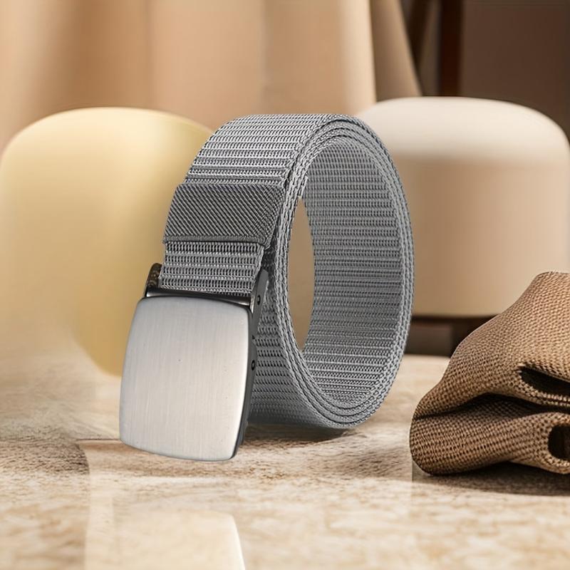 Men's Grey Military Webbing Canvas Waist Belt for Outdoor Sport