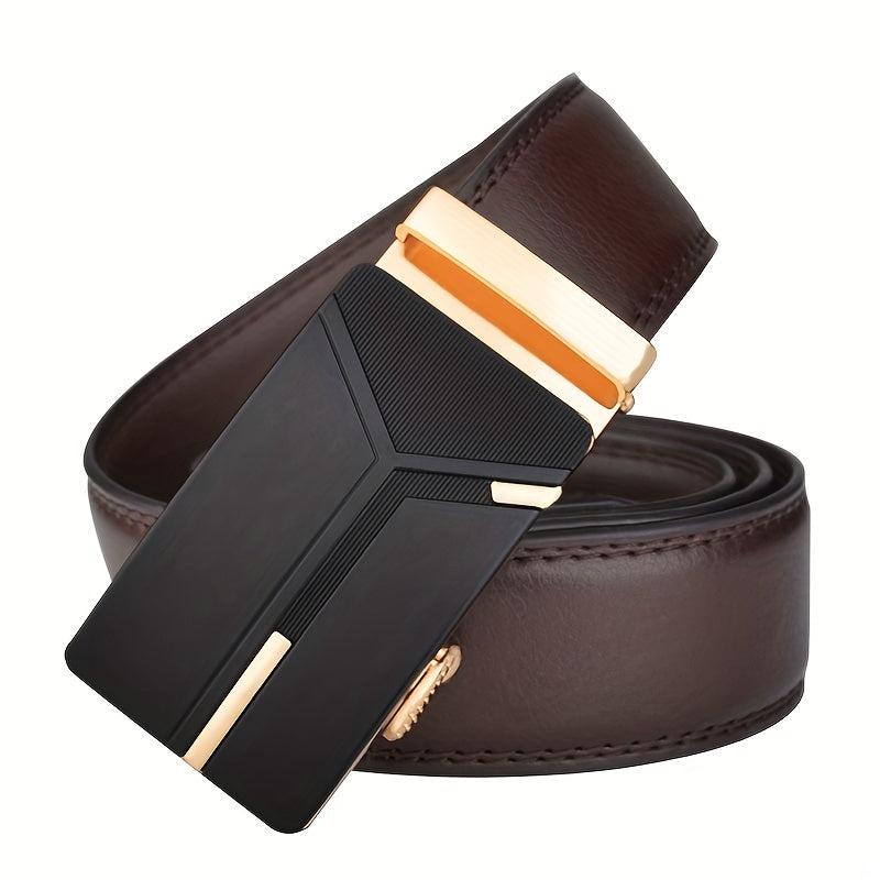 Men's Cow Leather Belt Ratchet Automatic Buckle Belts For Men