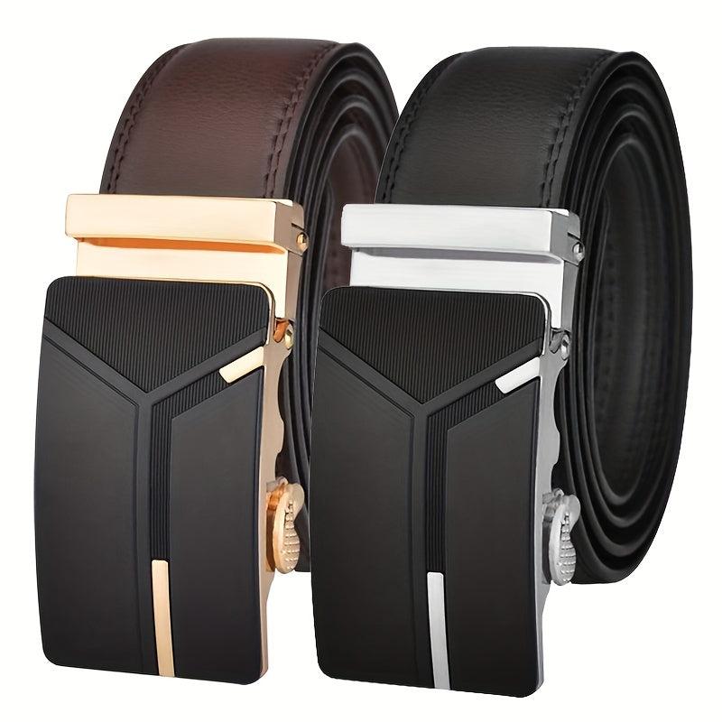 Men's Cow Leather Belt Ratchet Automatic Buckle Belts For Men