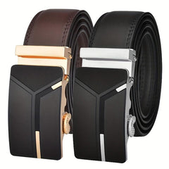 Men's Cow Leather Belt Ratchet Automatic Buckle Belts For Men