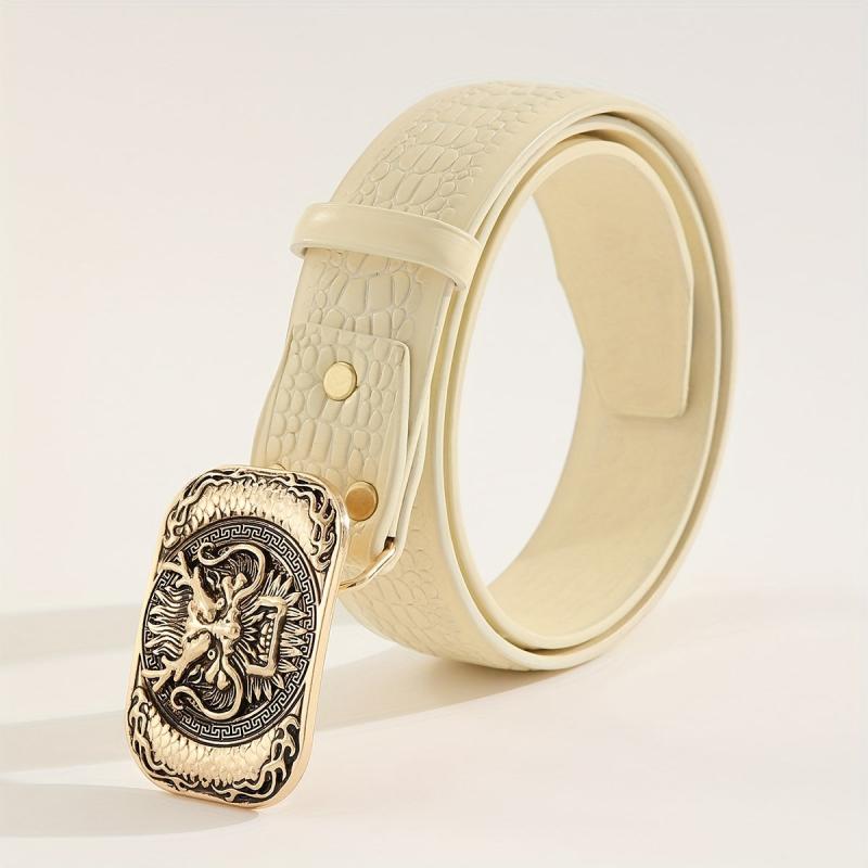 Men's Lion Pattern Buckle Belt Adjustable Belt