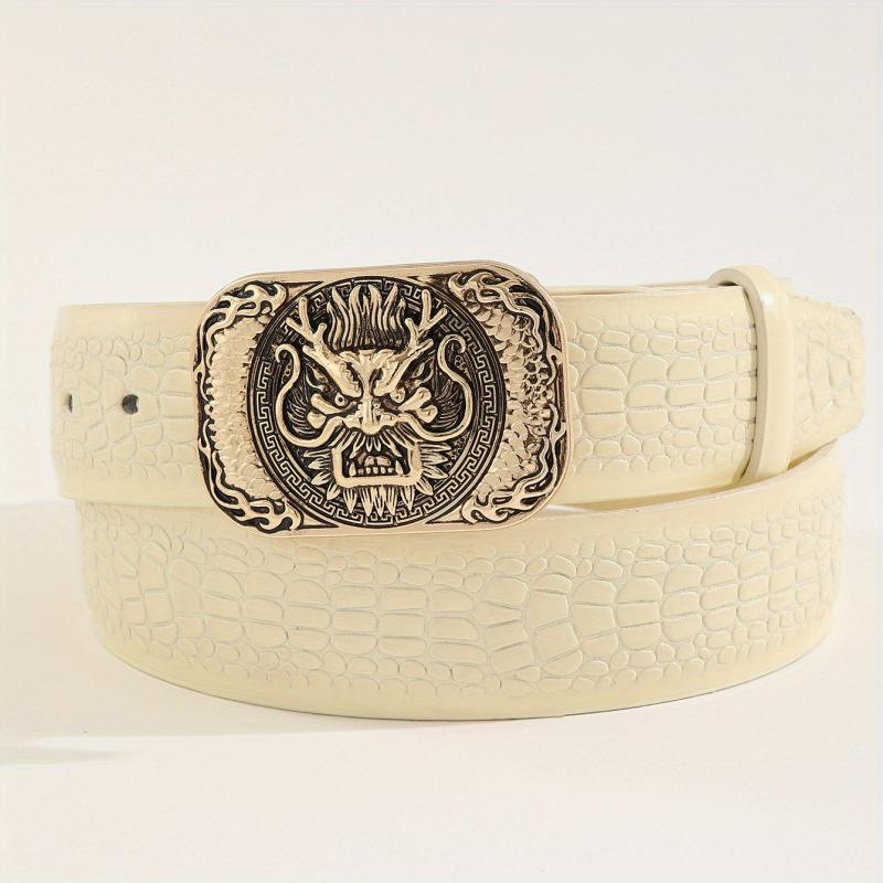 Men's Lion Pattern Buckle Belt Adjustable Belt