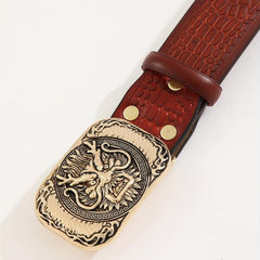 Men's Lion Pattern Buckle Belt Adjustable Belt