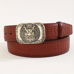Men's Lion Pattern Buckle Belt Adjustable Belt