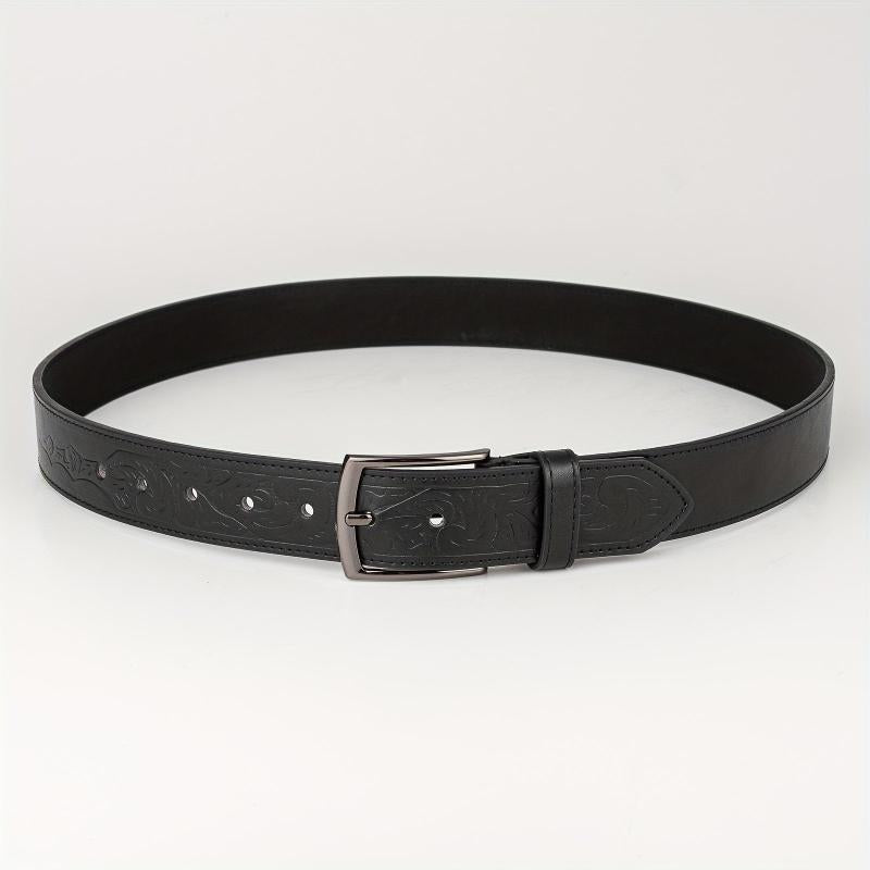 High End Embossed Sports Square Casual Belt PU Men's Leather Belt