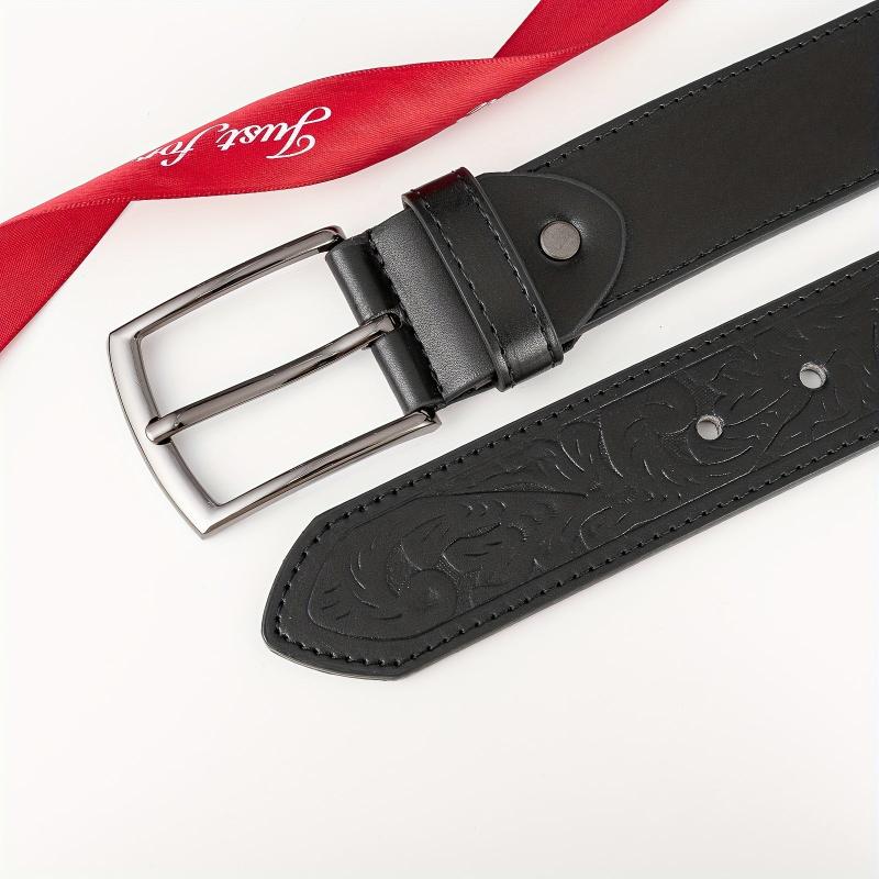 High End Embossed Sports Square Casual Belt PU Men's Leather Belt