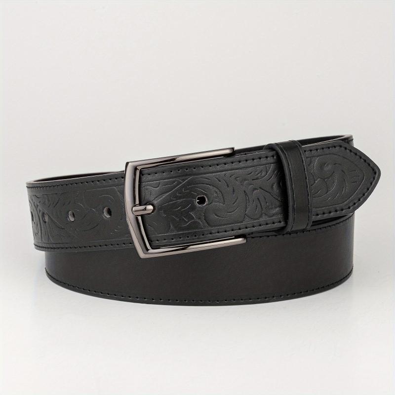 High End Embossed Sports Square Casual Belt PU Men's Leather Belt