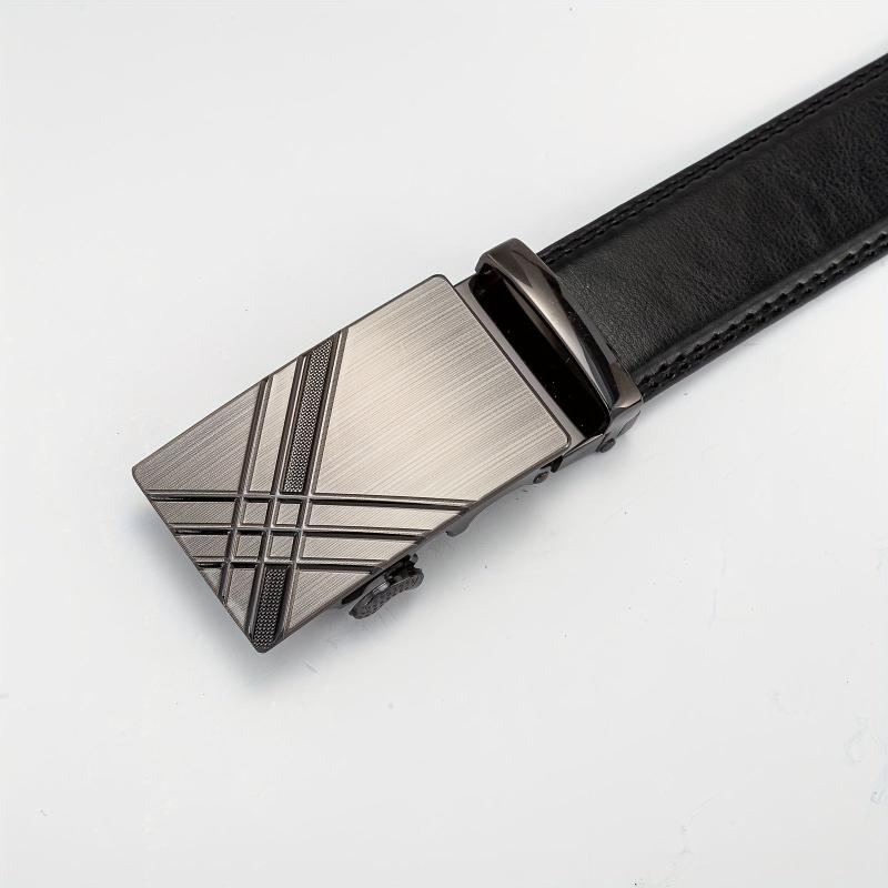 Silver Gray Glossy Auto Buckle Belt Casual Business Men's Belt
