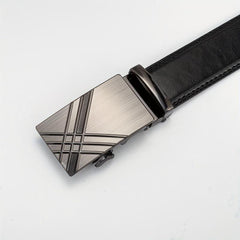 Silver Gray Glossy Auto Buckle Belt Casual Business Men's Belt