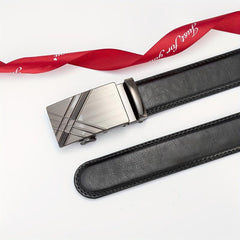 Silver Gray Glossy Auto Buckle Belt Casual Business Men's Belt