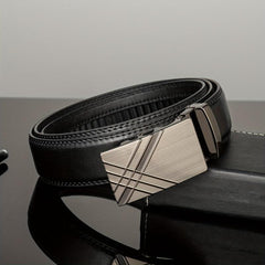 Silver Gray Glossy Auto Buckle Belt Casual Business Men's Belt