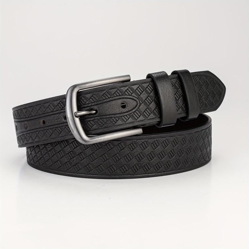 Geometric Embossed Square Buckle Belt Men's Casual Sports Belt