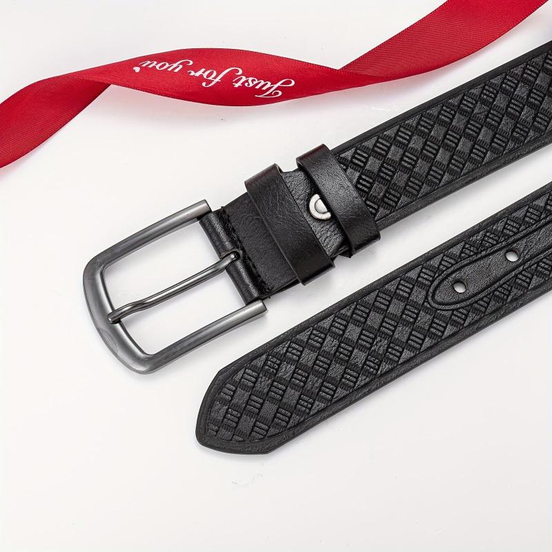 Geometric Embossed Square Buckle Belt Men's Casual Sports Belt
