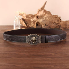 Embossed PU Leather Retro Western Cowboy Belt