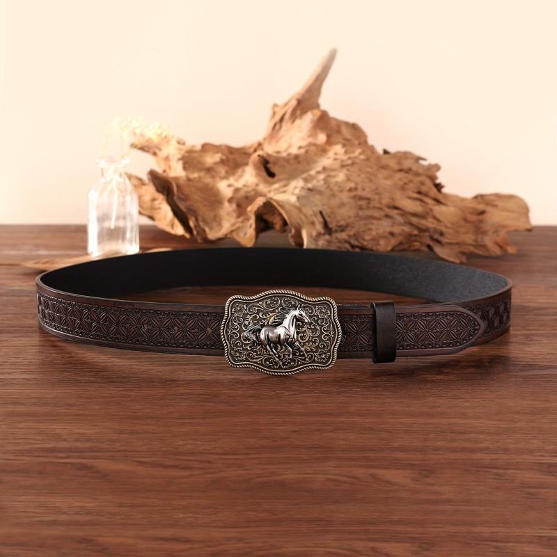 Cowboy Retro Belt Business Horse Buckle Pants Accessories Men